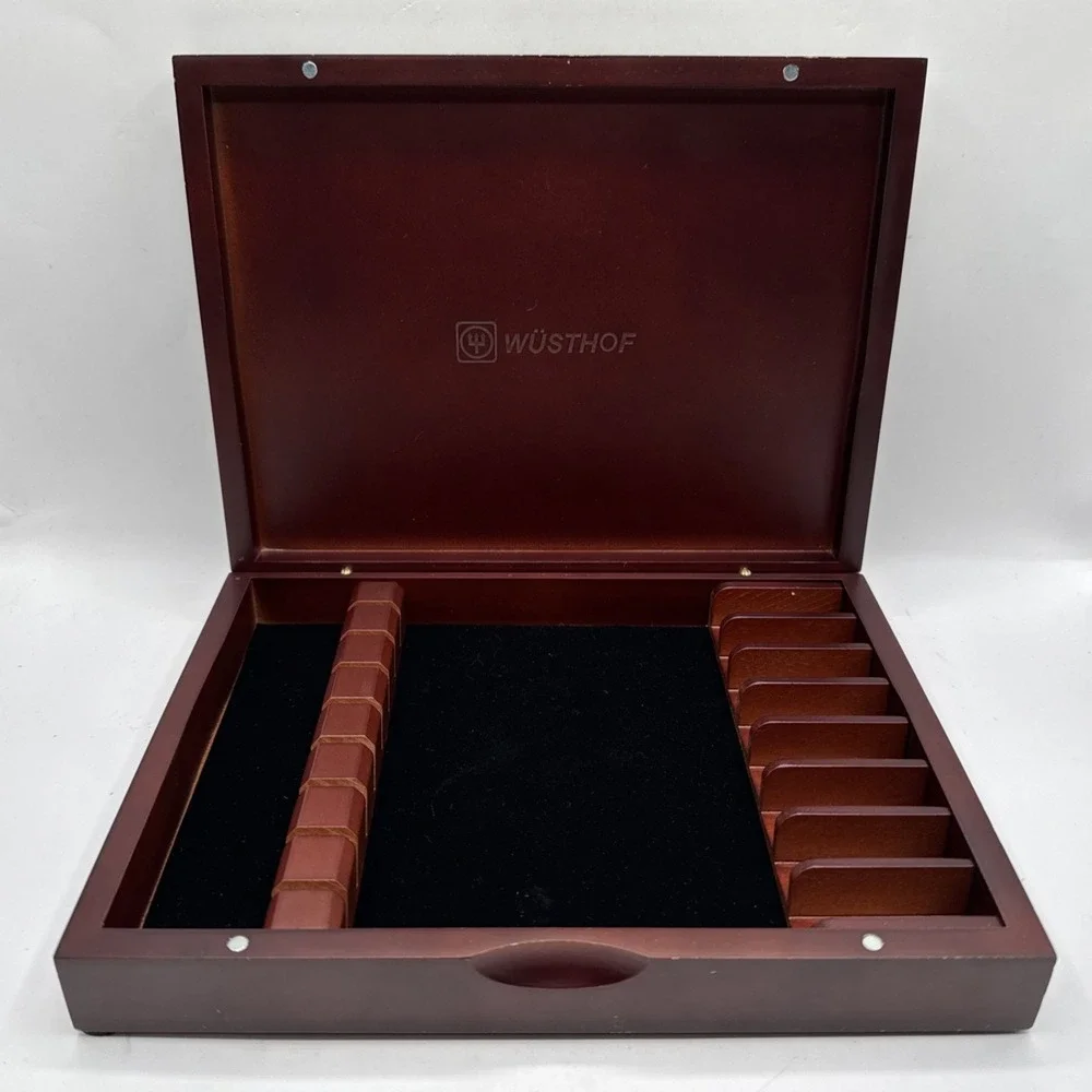 Wusthof Wooden Box Case Storage Organizer‎ for Knives or Utensils Cherry Finish
